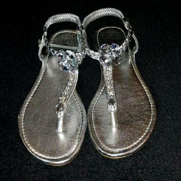 Silver Rhinestone Sandals - Picture 2 of 5